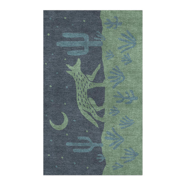 Desert Coyote Midnight Blue & Sage Green in 3' x 5' Size
