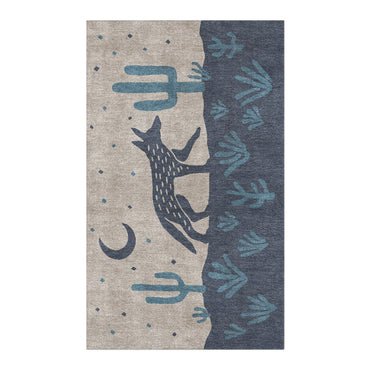Desert Coyote Midnight & Dusty Blue in 3' x 5' Size