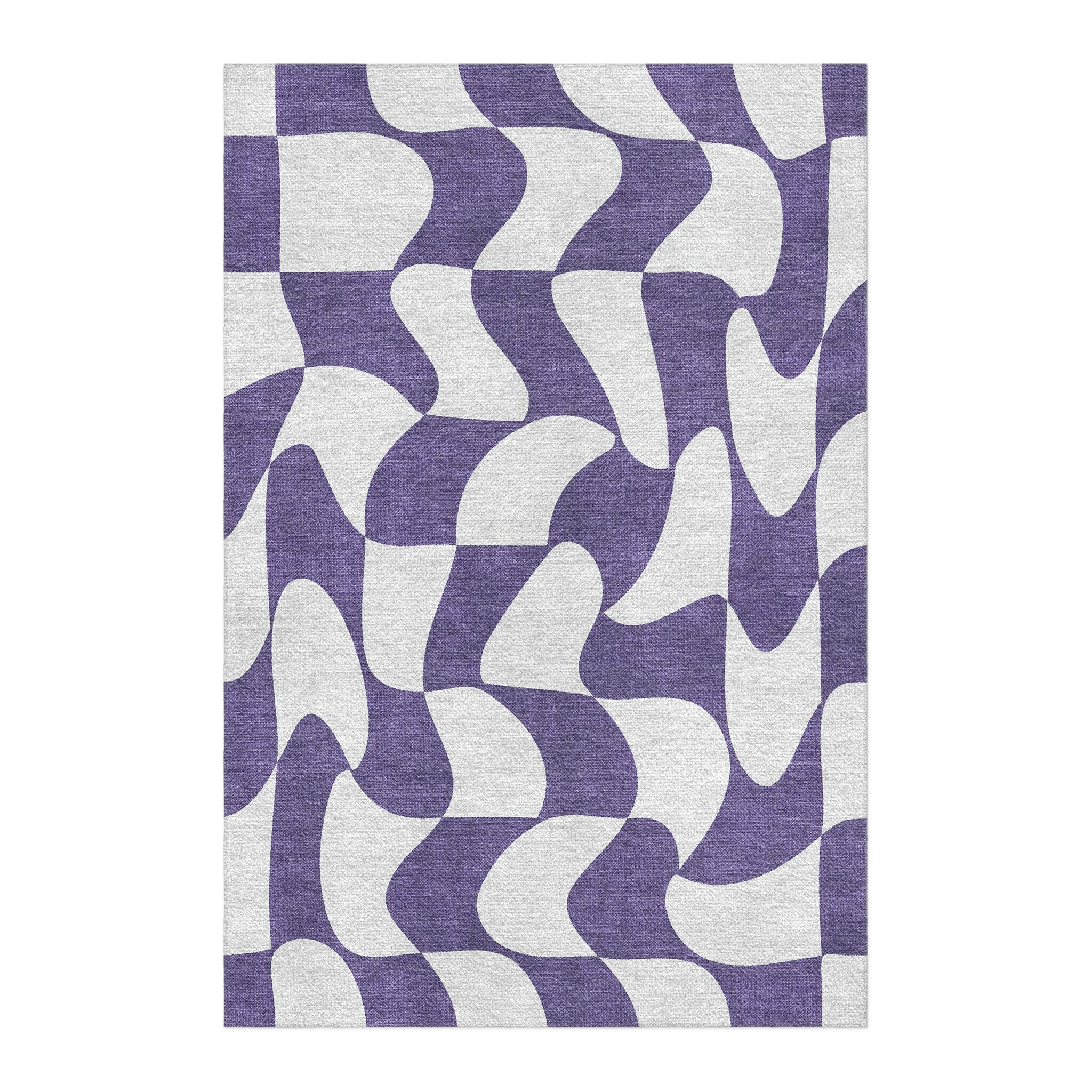 Periwinkle Modern Rug Twyla Checkered Periwinkle Area Rug – Undrfoot Rugs