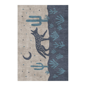 Desert Coyote Midnight & Dusty Blue in 4' x 6' Size