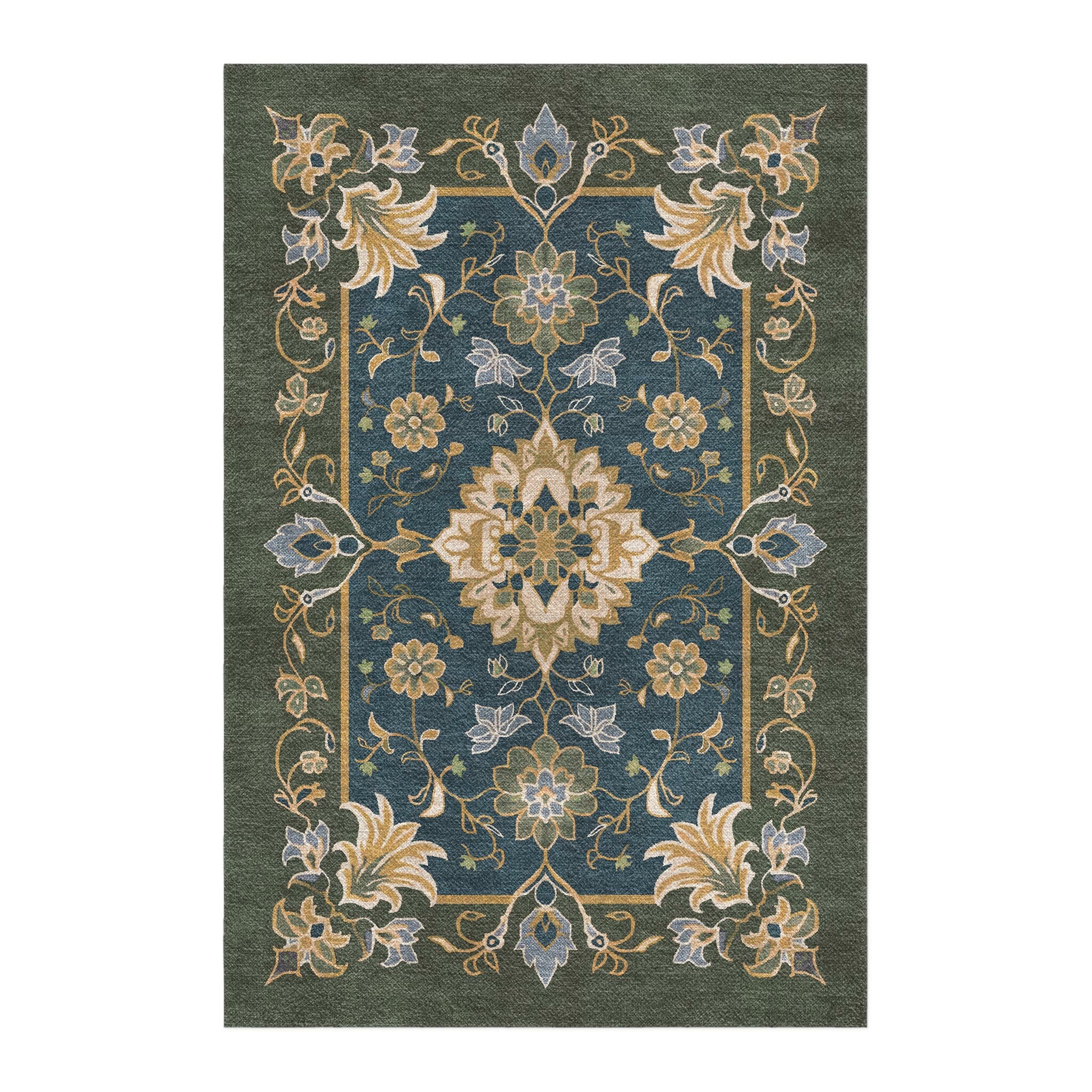 Green/blue Rust Rug Miriam Navy & Olive Green Area Rug – Undrfoot Rugs