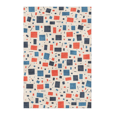 Geometric Confetti Blue & Red in 4' x 6' Size