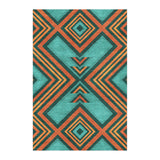 Pancho Turquoise & Vermillion in 6x4ft Size