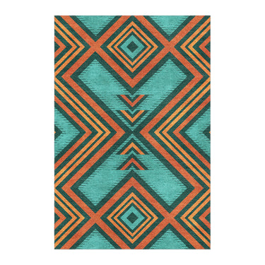 Pancho Turquoise & Vermillion in 6x4ft Size