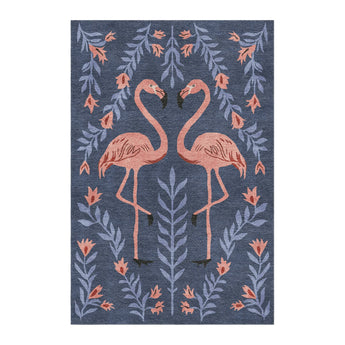 Flamingo Friends Navy in 4' x 6' Size