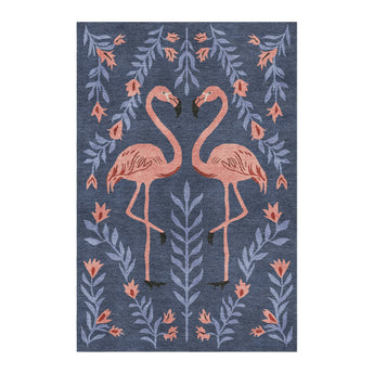 Flamingo Friends Navy in 4' x 6' Size