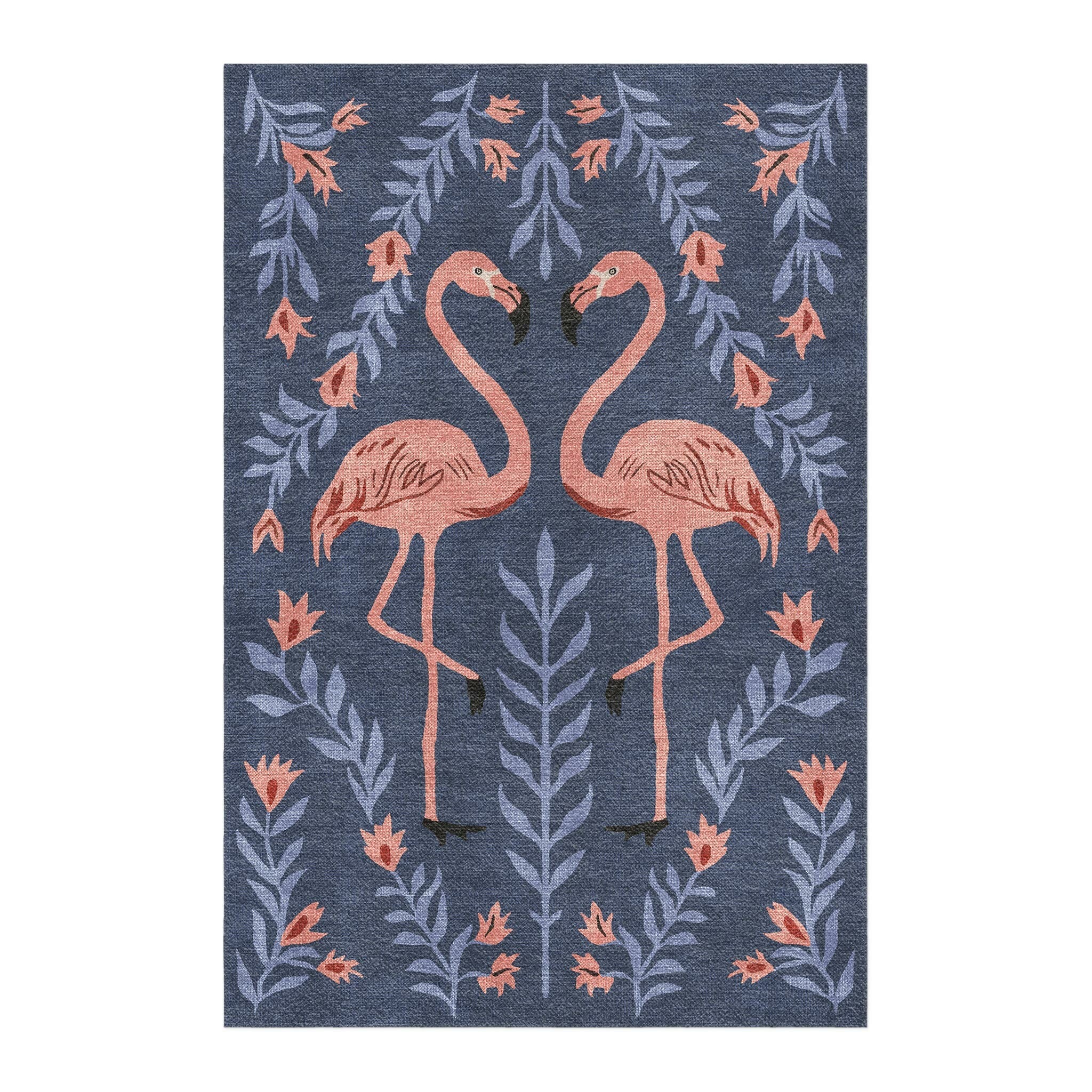 Flamingo Friends Navy Area Rug – Undrfoot Rugs