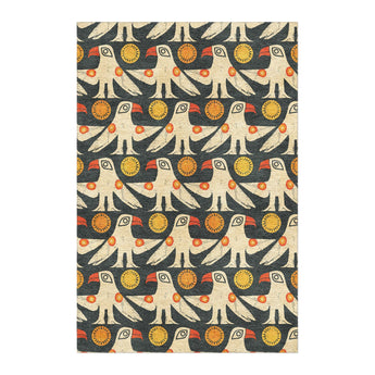 Tribal Birds Black in 4' x 6' Size
