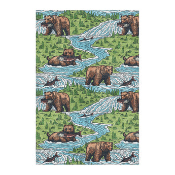 Bears Catching Salmon in 4' x 6' Size
