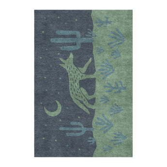 Desert Coyote Midnight Blue & Sage Green in 4' x 6' Size