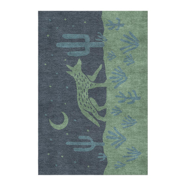 Desert Coyote Midnight Blue & Sage Green in 4' x 6' Size