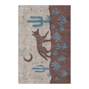 Desert Coyote Dark Red Clay & Dusty Blue in 4' x 6' Size