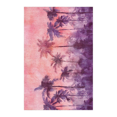 Sunset Palms Pink & Purple in 4' x 6' Size