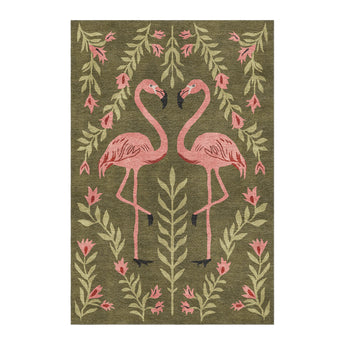 Flamingo Friends Sage Green in 4' x 6' Size