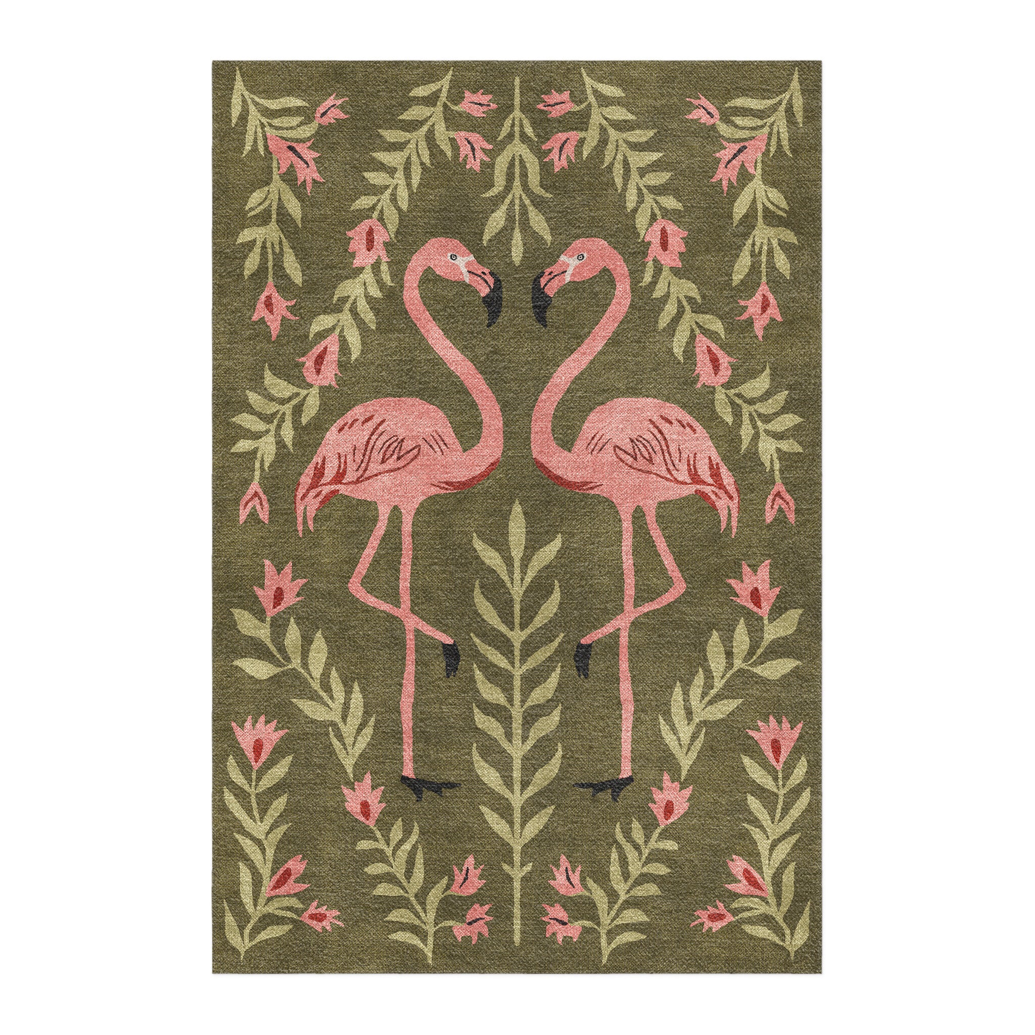 Flamingo Friends Sage Green Area Rug – Undrfoot Rugs