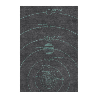 Solar System Dark Charcoal & Teal in 4' x 6' Size