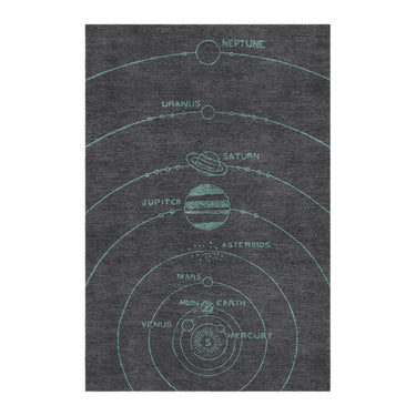 Solar System Dark Charcoal & Teal in 4' x 6' Size