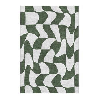 Twyla Checkered Army Green in 4' x 6' Size