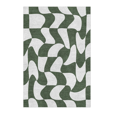 Twyla Checkered Army Green in 4' x 6' Size