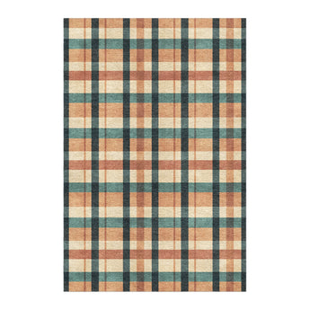 Brenton Plaid Taupe & Teal in 4' x 6' Size