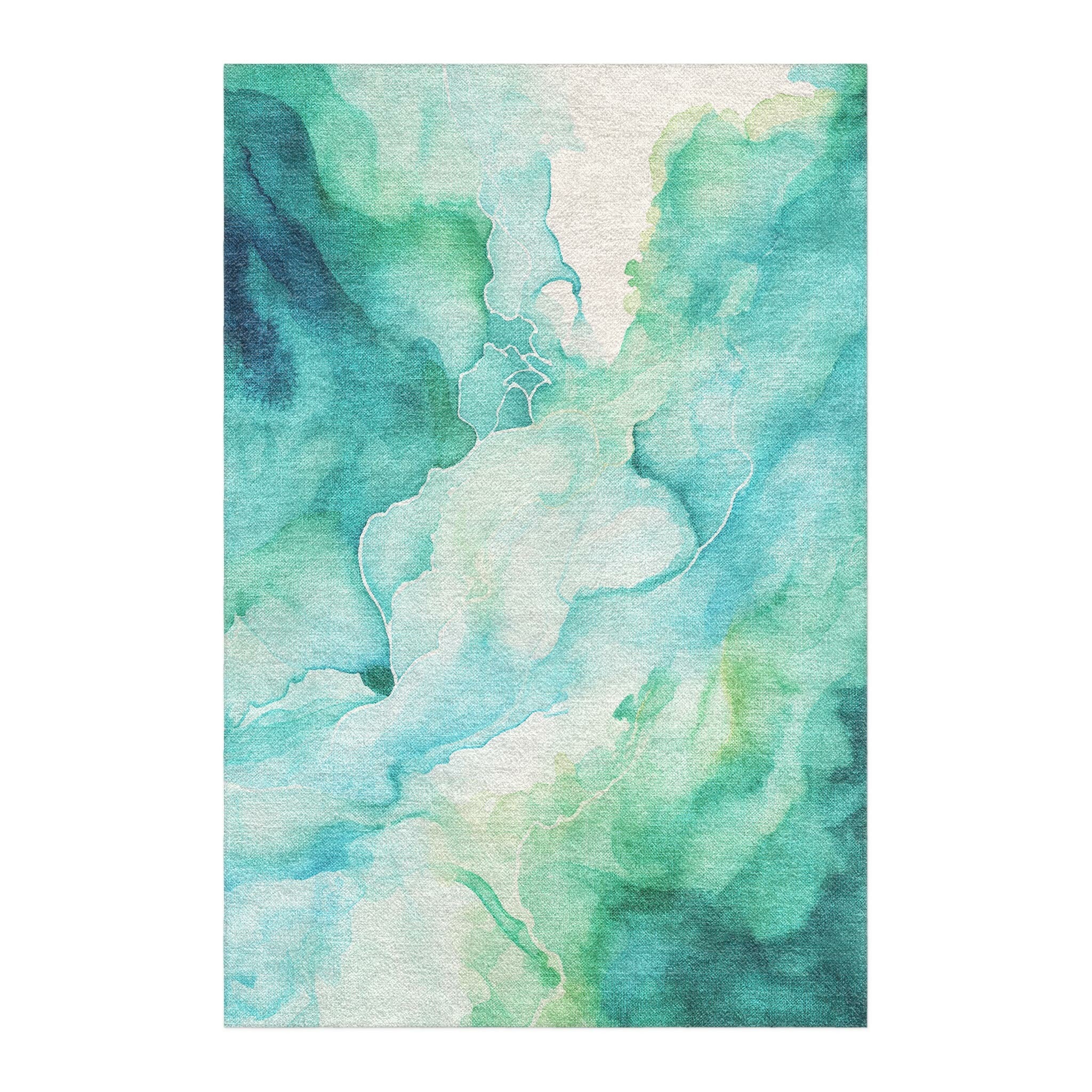 Emeraldcolour Rug Zephyr Watercolor Emerald Area Rug – Undrfoot Rugs
