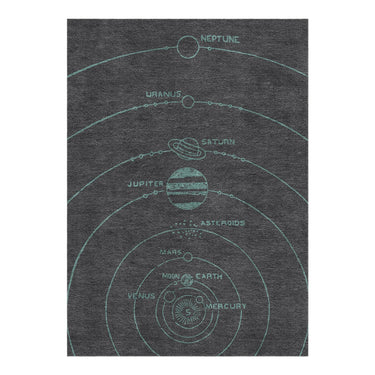 Solar System Dark Charcoal & Teal in 5' x 7' Size