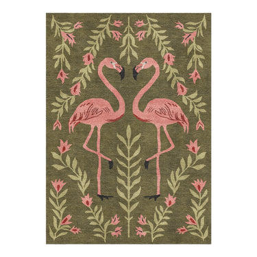 Flamingo Friends Sage Green in 5' x 7' Size