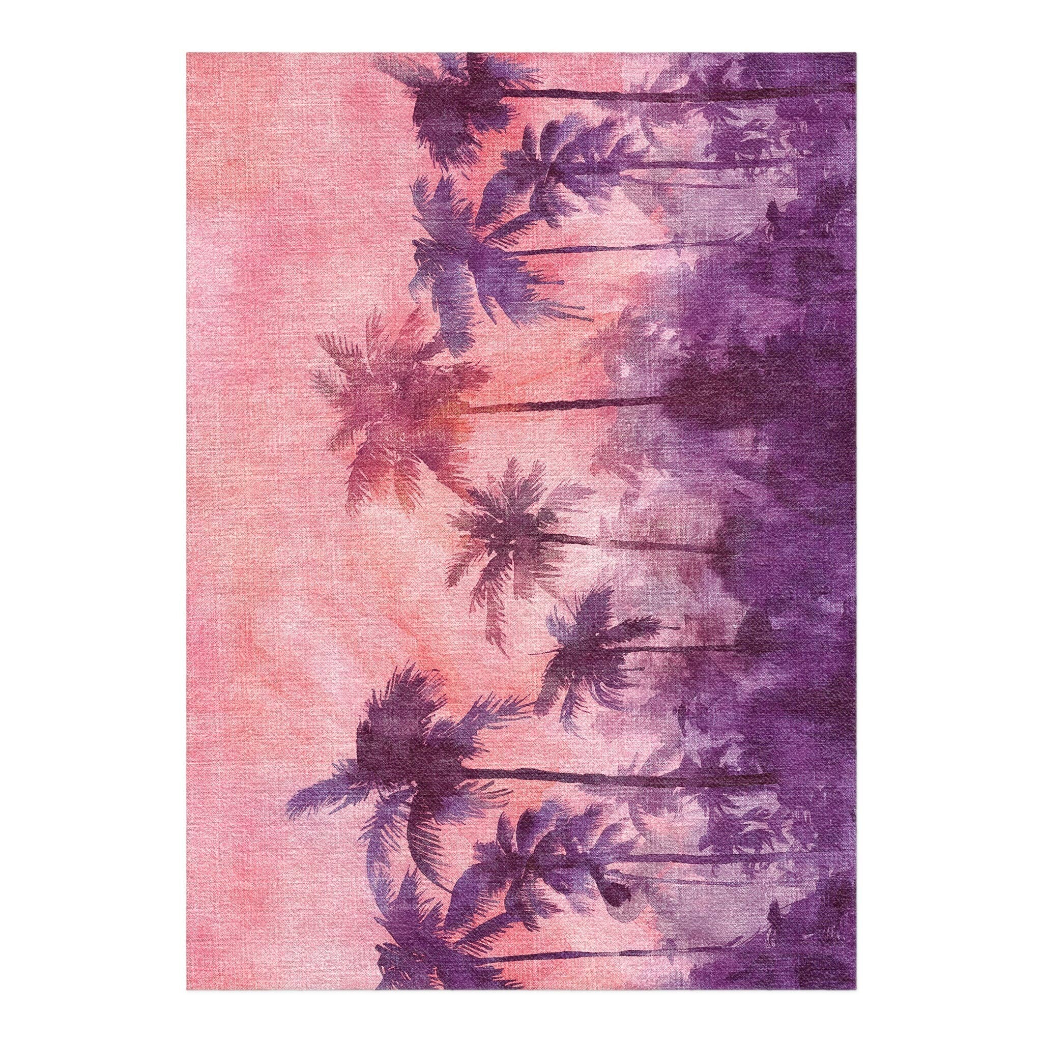Palm Tree Sunset Rug Sunset Palms Pink & Purple Area Rug – Undrfoot Rugs
