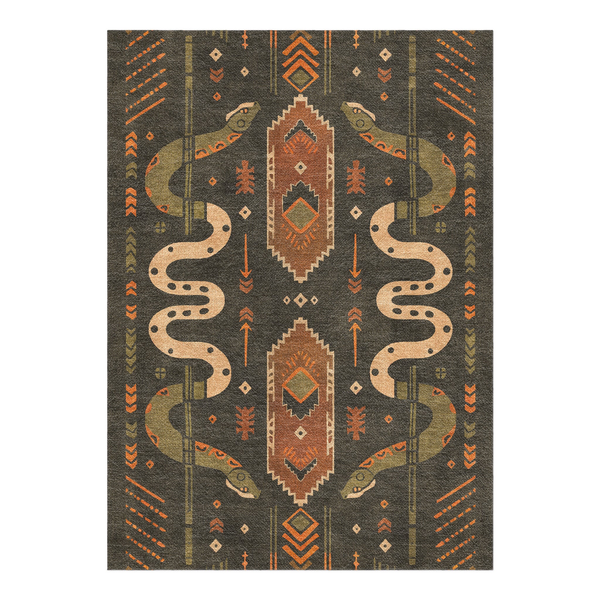 Orchidea Rugs Ophidian Snakes Olive Green & Orange Area Rug – Undrfoot Rugs