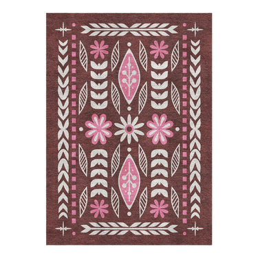 Topanga Burgundy & Pink in 5' x 7' Size