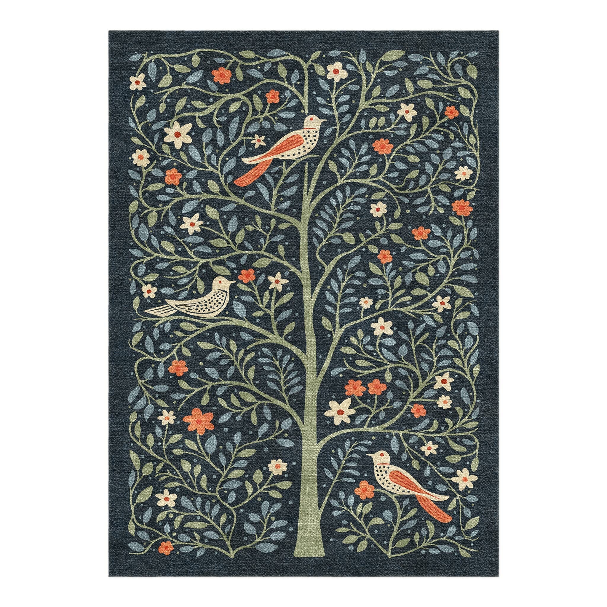 Birds In A Tree Area Rug – Undrfoot Rugs