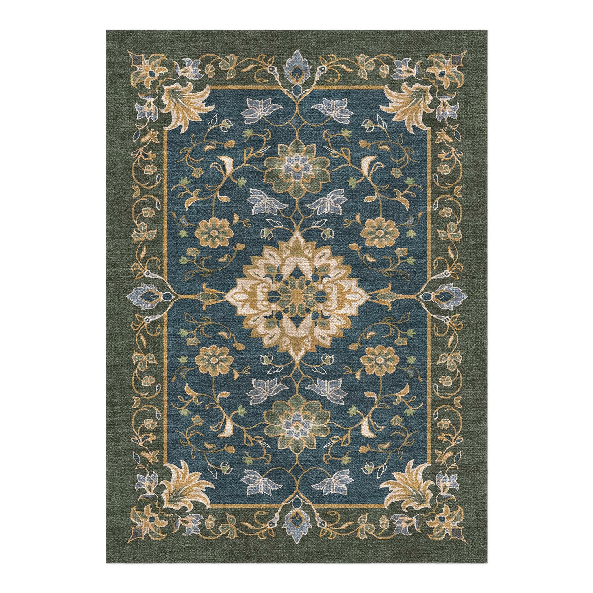 Green Navy Multi Rug Miriam Navy & Olive Green Area Rug – Undrfoot Rugs