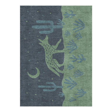 Desert Coyote Midnight Blue & Sage Green in 5' x 7' Size