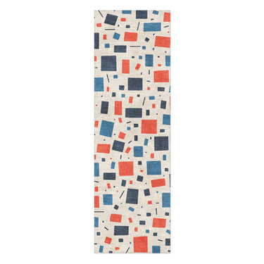 Geometric Confetti Blue & Red in 2.5' x 8' Runner Size