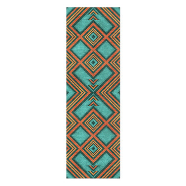 Pancho Turquoise & Vermillion in 8x2 5ft Size