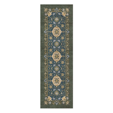 Miriam Navy & Olive Green in 2.5' x 8' Runner Size