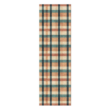 Brenton Plaid Taupe & Teal in 2.5' x 8' Runner Size