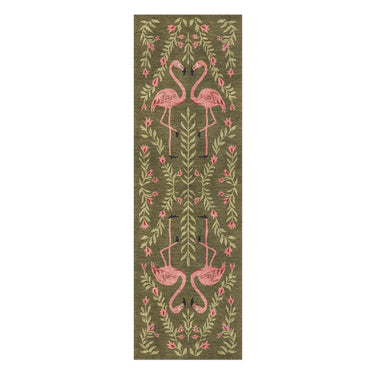 Flamingo Friends Sage Green in 2.5' x 8' Runner Size