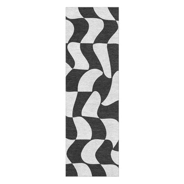 Twyla Checkered Black & White in 2.5' x 8' Runner Size