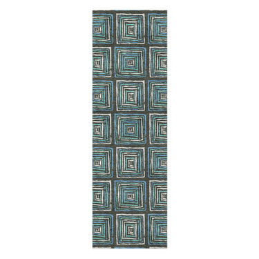 Diego Navy & Turquoise in 2.5' x 8' Runner Size