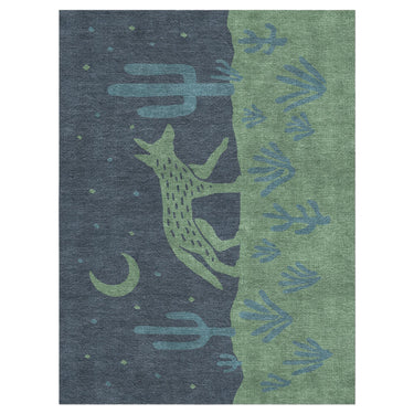Desert Coyote Midnight Blue & Sage Green in 6' x 9' Size