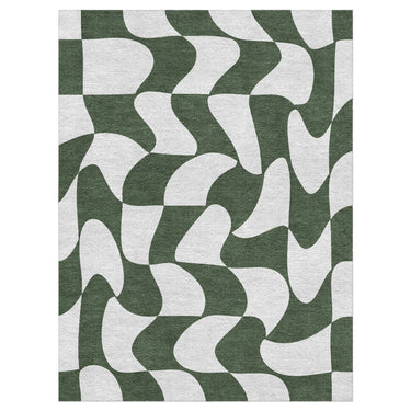 Twyla Checkered Army Green in 6' x 9' Size