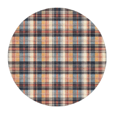 MacPherson Plaid Navy & Gold in round-5ft Size