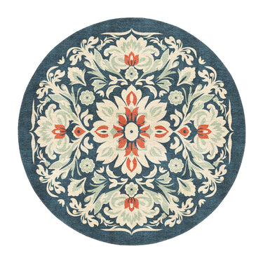 Eugina Seafoam & Navy in 5' Round Size