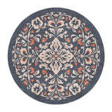 Annette Navy & Orange in 5' Round Size