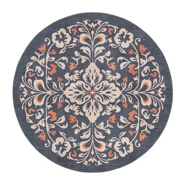 Annette Navy & Orange in 5' Round Size