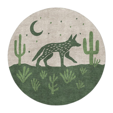 Desert Coyote Forest & Moss Green in 5' Round Size