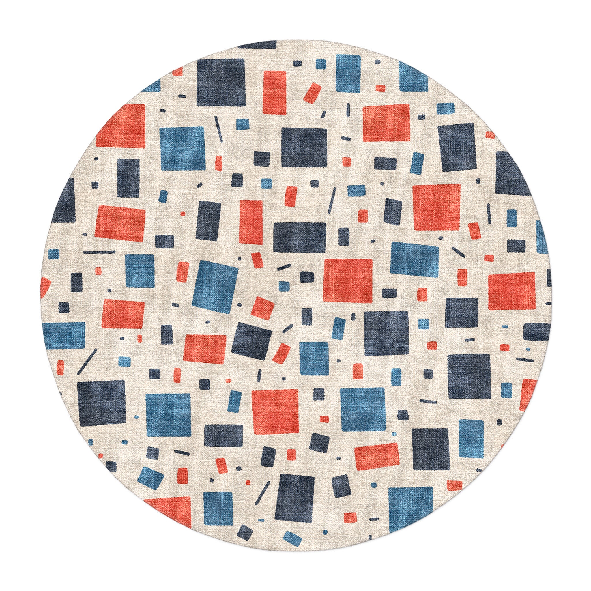 Round Confetti Rug Geometric Confetti Blue & Red Area Rug – Undrfoot Rugs