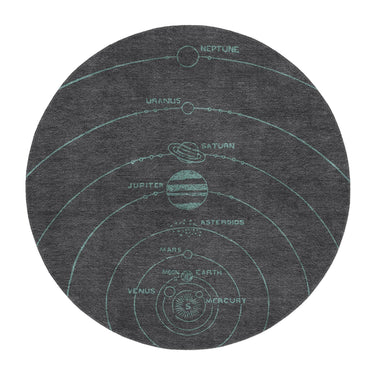 Solar System Dark Charcoal & Teal in 5' Round Size