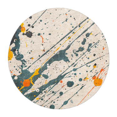 Jason Dark Teal & Orange Splatter in round-5ft Size